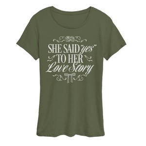 Women's - Instant Message - Yes To Her Love Story Short Sleeve Graphic T-Shirt - 1 of 4