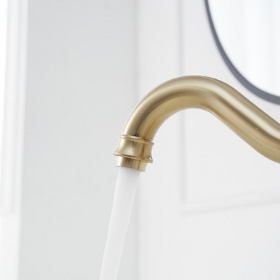 Brushed Gold Single Handle High-Arc Vessel Sink Faucet