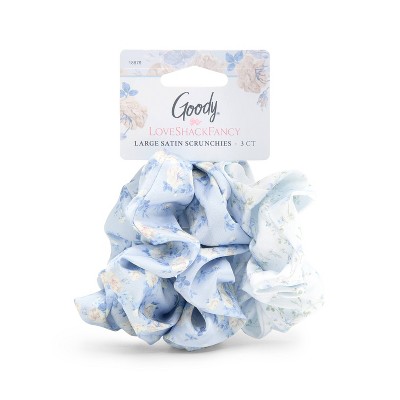 Goody x LoveShackFancy Large Satin Scrunchies - Everblooming Rosettes and English Ivy - 3ct - Blue