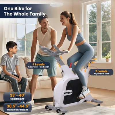 Quiet Resistance Stationary Bike for Home, Excercise Bike with Wheels for Indoor Cycling Bike with Adjustable Comfortable Seat