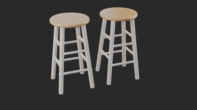 Winsome Huxton Natural & White Solid Wood Counter Stools, Set of 2