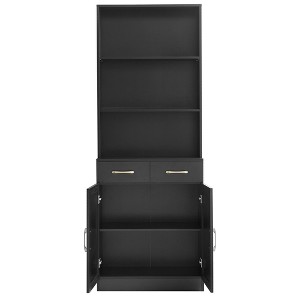 Okak Bathroom Storage Cabinet, Tall Cabinet Large Storage Cabinet with 2 Drawers and Open Shelves - 1 of 4