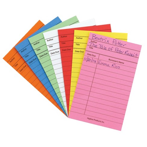 The Library Store Library Book Cards with Date Due and Borrow's Name Box of  500