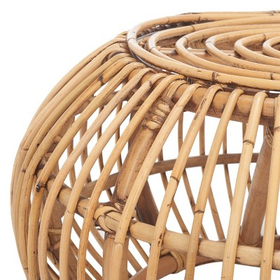 Jacynda Round Honey Brown Rattan Storage Ottoman