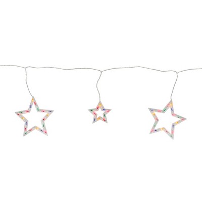 Northlight 100ct Star Shaped Mini Icicle Christmas Lights Multi-Color - 7' White Wire