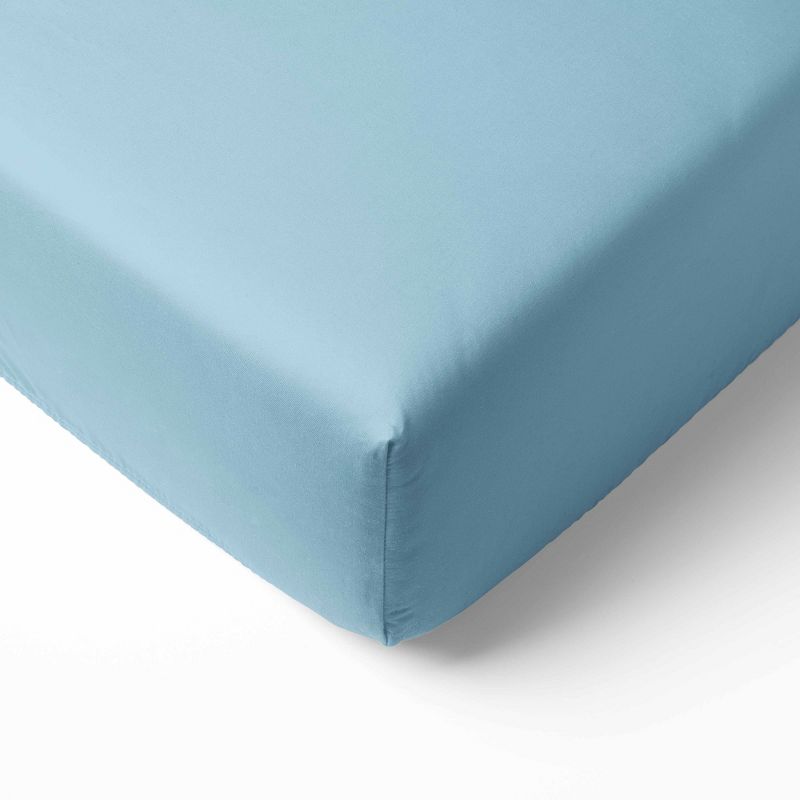 Bacati - Solid Mint Light Green 100 percent Cotton Universal Baby US Standard Crib or Toddler Bed Fitted Sheet, 1 of 7