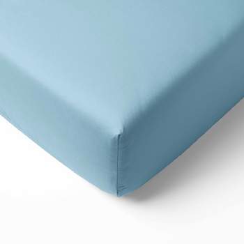 Bacati - Solid Mint Light Green 100 percent Cotton Universal Baby US Standard Crib or Toddler Bed Fitted Sheet