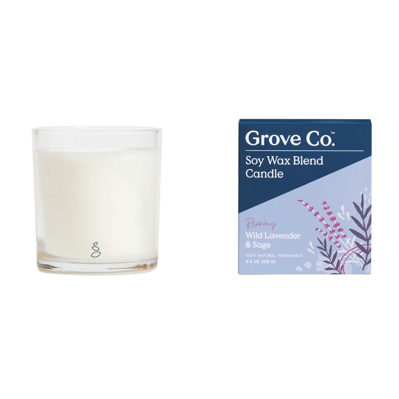 Grove Co. Soy Wax Candle - Relaxing Wild Lavender &#38; Blue Sage - 5.5oz, 1 of 7
