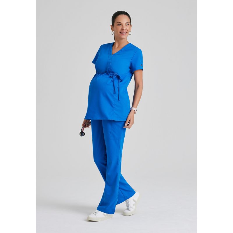 Grey's Anatomy by Barco - Classic Women's Lilah 2-Pocket Mock Wrap Maternity Scrub Top, 3 of 7