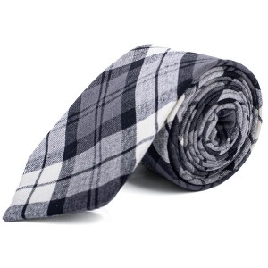 Men's Checkered 2.75 Inch Wide And 57 Inch Long 100% Cotton Neckties - 1 of 4