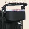 Kinder King Folding Wagon Stroller for 2 Kids, Adjustable Handle, All-Terrain Shock-Absorbing Wheel, Detachable Tray, Diaper Bag - 2 of 4