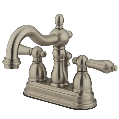 Heritage Bathroom Faucet Satin Nickel Kingston Brass Target - Kb605al Restoration Centerset Bathroom Sink Faucet With Pop Up Drain