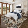 Washable Vintage Floral Rug Non Slip Low Pile Rug Soft Distressed Throw Floor Cover Foldable Indoor Carpet for Living Room Bedroom Playroom Nursery - 2 of 4