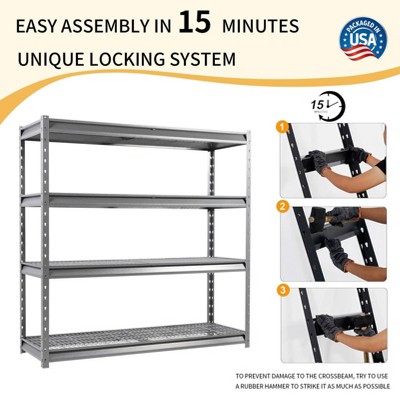 Atlas 72" Gray Heavy Duty Metal 4-Tier Adjustable Shelving Unit