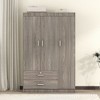 TIRAMISUBEST 3-Door Wardrobe with 2 Storage Drawers, Modern Bedroom Armoire Closet with Hanging Rod and Storage Shelves - 3 of 4