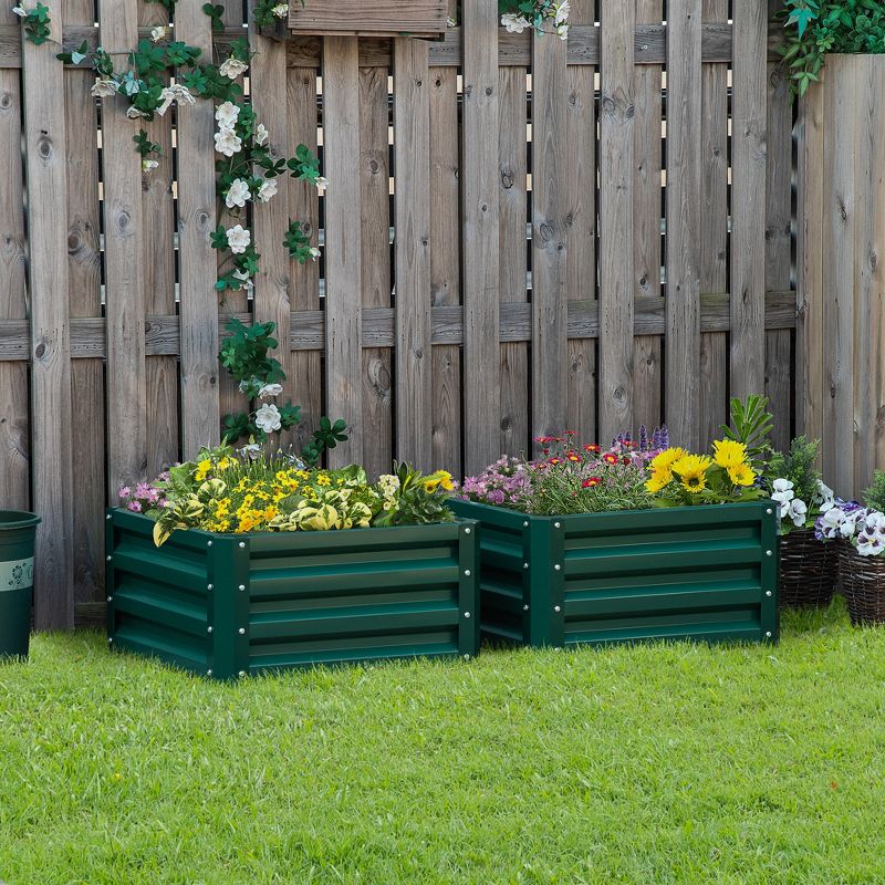 Outsunny 2' x 2' x 1' 2-Piece Galvanized Raised Garden Bed Box Planter Raised Beds with Steel Frame for Vegetables, Flowers, and Herbs, 2 of 7