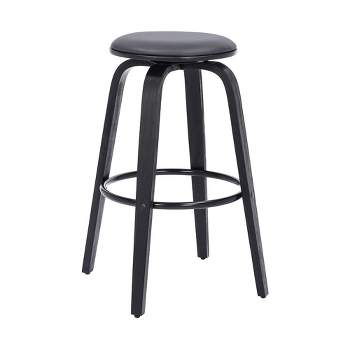 26" Harbor Backless Swivel Faux Leather Wood Counter Height Barstool Gray/Black - Armen Living