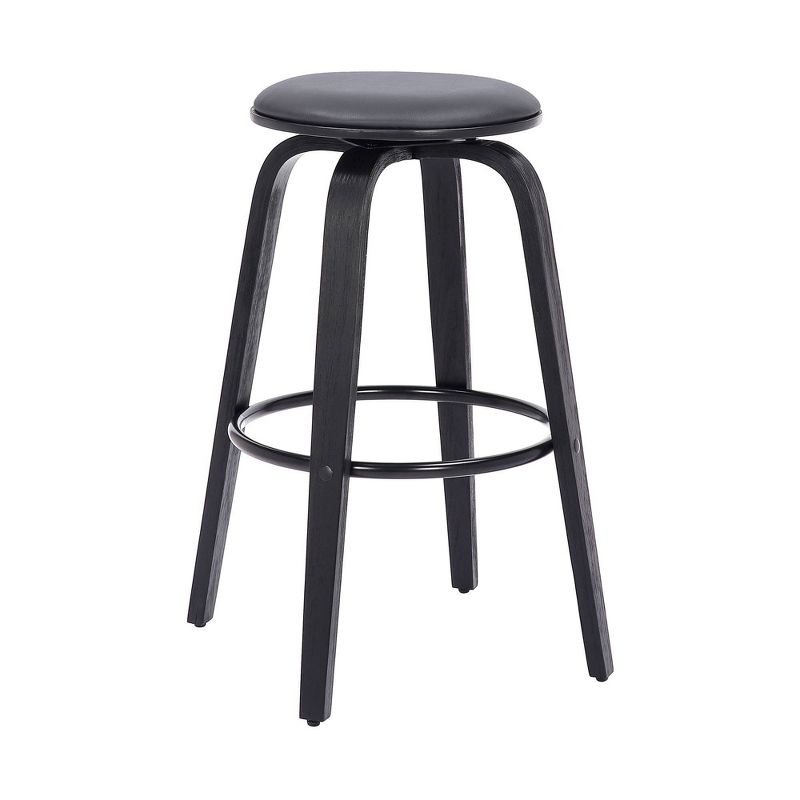 26&#34; Harbor Backless Swivel Faux Leather Wood Counter Height Barstool Gray/Black - Armen Living, 1 of 9