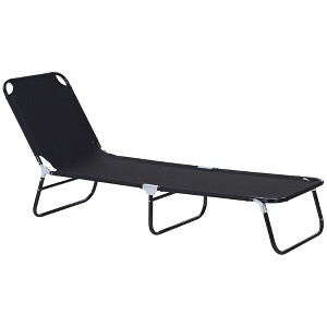 Folding Chaise Lounge Pool Chairs, Outdoor Sun Tanning Chairs with 5-Level Reclining Back, Steel Frame for Beach, Patio - 1 of 4
