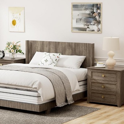 Boersma Queen Size Fluted Headboard ONLY - Wall Mount Wood Headboard for Bedroom, Rustic & Modern Farmhouse,Boho,Fluted Panel,Wingback Design