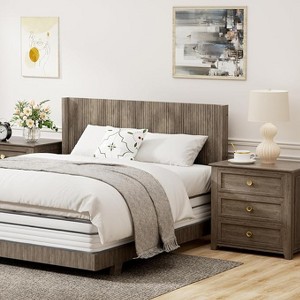 Boersma Queen Size Fluted Headboard Wall Mount Wood Headboard, Rustic & Modern Farmhouse,Boho,Fluted Panel,Wingback Design - 1 of 4