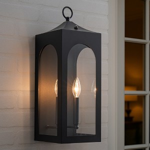 ALOADECOR Unique/Statement Outdoor Wall Light with Clear Glass Farmhouse Black Exterior Wall Sconce with Open Bottom Porch Light Fixture for Garage - 1 of 4