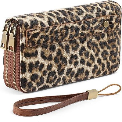 BEAFUP Wallet for Women,Clutch RFID Blocking with Wristlet and Grip Hand Strap,Funny Leather Print Purse Large Capacity Credit Card Holder