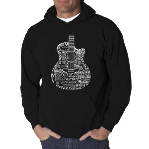 LA Pop Art Men's Word Art Hooded Sweatshirt - Languages Guitar - 1 of 4