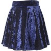 Women's Vintage Velvet Skater Skirt - Stretchy Flared Mini A-Line Skirt Navy - 2 of 4