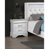 Vynxaria Modern 1pc Nightstand - White, 2 Spacious Drawers, Solid Wood Frame/MDF Drawer Box, Diamond-Like Accent Handles - 2 of 4