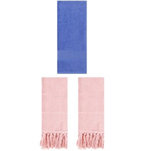 REGALWOVEN 3 Packs Solid Textured and Tassels Soft Absorbent Bathroom Hand Towel for Home Decor - 1 of 4