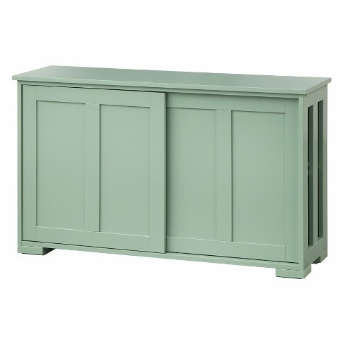 Pacific Stackable Cabinet with Sliding Glass Doors Mint Green - Buylateral