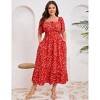 Plus Size Summer Dress for Women Square Neck Casual Boho A Line Maxi Dress - 3 of 4