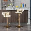 TiramisuBest Set of 2 Velvet Bar Stools with Chrome Footrest & Base, Swivel Height Adjustable Mechanical Lift, Golden Legs, Modern Navy - 2 of 4
