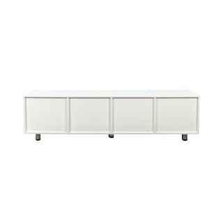 Gulches White TV Stand Entertainment Center Fits TVs up to 65 in with Two Drawers Metal Legs Particle Board - 1 of 4