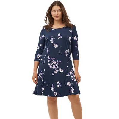 ellos Plus Size Madison Knit Three-Quarter Sleeve Dress