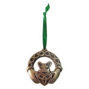 Slickblue Hanging Irish Symbol Ornament, Bronze Detail, Ribbon Hanger, Folk Style, Multiple Designs - 1 of 3