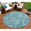 Turquoise And Ivory Paisley Washable Indoor Outdoor Area Rug - 2 of 4