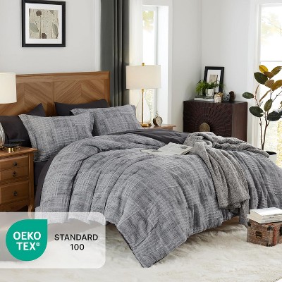 Der Rose BALHAM TRADE-7 Piece Charcoal Grey Queen Comforter Set, Textured Design Grey Crinkle Bed in A Bag Beige-Queen 90"x90" — фото 3