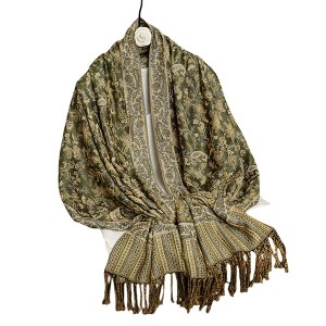 Anna-Kaci Women's Jacquard Paisley Shawl Scarf with Elegant Fringe Hem 71×27.5 Inches - 1 of 3