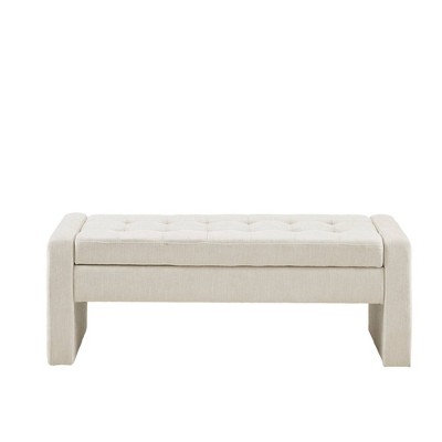 Gillian Cream Upholstered Storage Bench with Flip Top