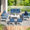 Cesicia 7-Piece Patio Sofa Set with Coffee Table for Backyard, Porch & Poolside，White Frame and Black Cushions - 2 of 4