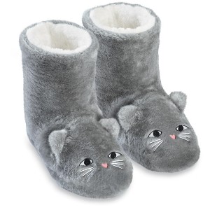 Collections Etc Kitten Slipper Booties with Slip-Resistant Soles - 1 of 4