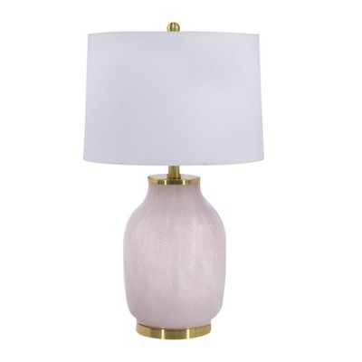 14"x22" Macy Glass Table Lamp Pink/White - A&B Home: Gold Rim, Chic Design, UL Listed
