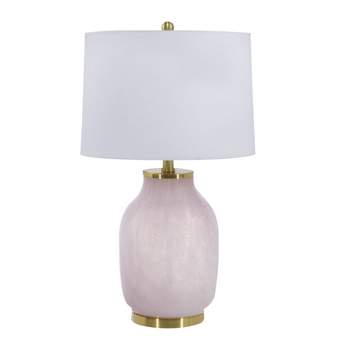 14"x22" Macy Glass Table Lamp Pink/White - A&B Home