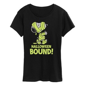 Women's - Peanuts - Halloween Bound Glow In The Dark Short Sleeve Graphic T-Shirt - 1 of 4