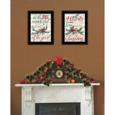 YOOCOZZ 2-Piece Christmas Trendy Decoration, "All Hearts Come Home for Christmas",  by Artisan Cindy Jacobs, Ready to Hang Framed Print, Black Frame
