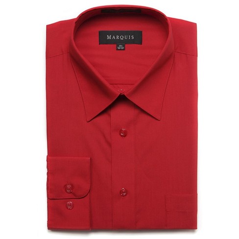 Marquis Men's Red Long Sleeve Regular Fit Big & Tall Size Dress Shirt ...