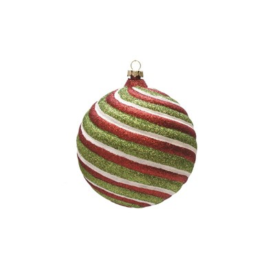 Northlight 4" Glittered Swirl Shatterproof Christmas Ball Ornament - Red/White