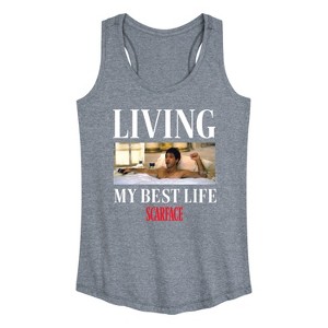 Women's - Scarface - Living My Best Life Graphic Racerback Tank - 1 of 4